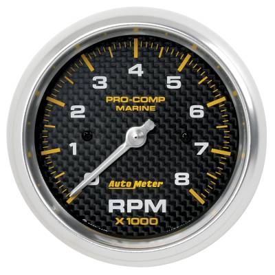 AutoMeter - AutoMeter 200779-40 Marine Tachometer Carbon Fiber 0-8000RPM 3-3/8"