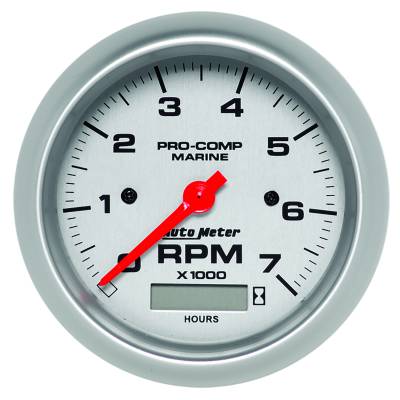 AutoMeter - AutoMeter 200890-33 Marine Tachometer w/Hour Meter Silver 0-7000RPM 3-3/8"