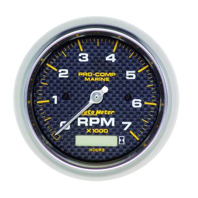 AutoMeter - AutoMeter 200890-40 Marine Tachometer w/Hour Meter Carbon Fiber 0-7000RPM 3-3/8"