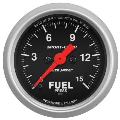 AutoMeter - AutoMeter 3361 Sport-Comp Fuel Pressure Gauge 0-15PSI 2-1/16" Stepper Motor
