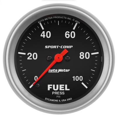 AutoMeter - AutoMeter 3563 Sport-Comp Elec Fuel Pressure Gauge 0-100PSI 2-5/8" Stepper Motor