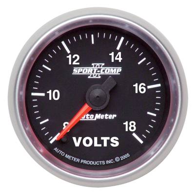 AutoMeter - AutoMeter 3691 Sport-Comp II Electric Voltmeter 8-18V 2-1/16" Stepper Motor