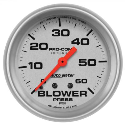 AutoMeter - AutoMeter 4402 Ultra-Lite Mechanical Blower Pressure 0-60 PSI 2-5/8"