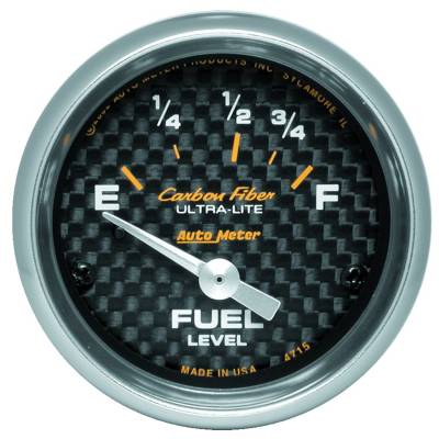 AutoMeter - AutoMeter 4715 Air Core Carbon Fiber Electric Fuel Level 73-10Ohm 2-1/16"