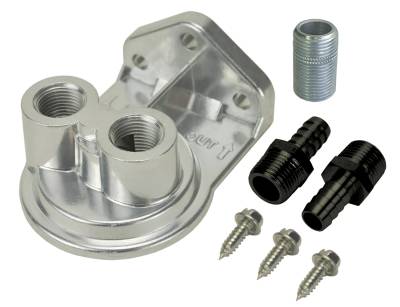 Derale - Derale 13005 Single Ports Up 3/8" NPT Remote Filter Mount 3/4-16 Filter Thread