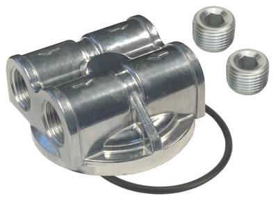 Derale - Derale 15746 Dual Side Ports Spin-On Adapter w/1/2 NPT Ports 3/4-16 Thread