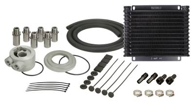 Derale - Derale 15405 13 Row Plate & Fin Engine Oil Cooler Kit w/Sandwich Adapter