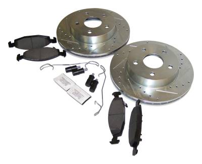 RT Offroad - RT Offroad RT31035 FR Drilled & Slotted Rotors & Brake Hardware Kit for WJ/WG