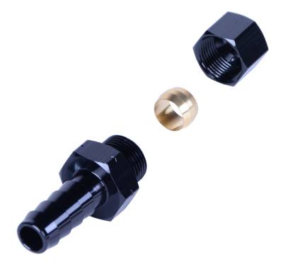Derale - Derale 13042 3/8 Trans Cooler Line To 3/8 NPT Hose Barb Black Anodized Fitting