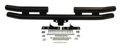 RT Offroad - RT Offroad RT20007 Black Rear Double Tube Bumper w/Hitch for 76-06 Jeep CJ/YJ/TJ