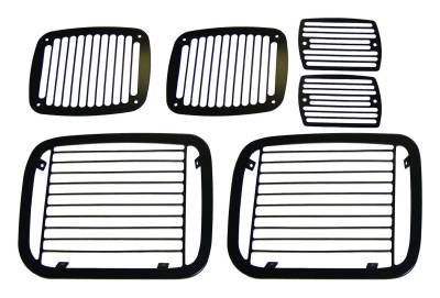 RT Offroad - RT Offroad RT26034 Metal Black Stone Guard Set for 87-95 Jeep Wrangler YJ