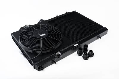 CSF Cooling - Racing & High Performance Division - CSF Cooling 7075B Slim Radiator for Mitsubishi Evo 4/5/6/7/8/9 w/12" SPAL Black