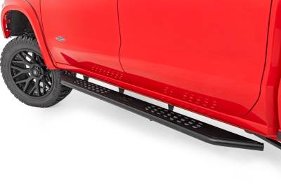 Rough Country Suspension Systems - Rough Country OV2 Running Boards Black for 19-25 RAM 1500 Crew 14008