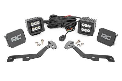 Rough Country Suspension Systems - Rough Country 82290 A-Pillar 2" LED Ditch Light Kit Spot for 19-24 RAM 1500