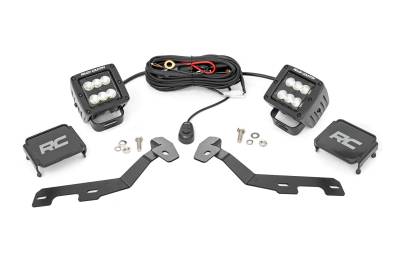Rough Country Suspension Systems - Rough Country 82291 A-Pillar 2" LED Ditch Light Kit Flood for 19-26 RAM 1500