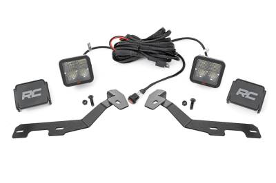 Rough Country Suspension Systems - Rough Country 82295 A-Pillar 2" LED Ditch Light Kit Flood for 19-26 RAM 1500