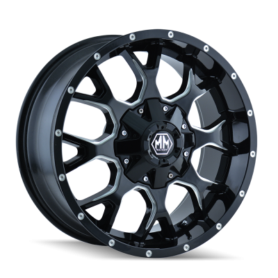 Mayhem - Mayhem Wheels 8015 Warrior 17x7.5 5x110/5.0 30mm Black/Milled 8015-7760M30