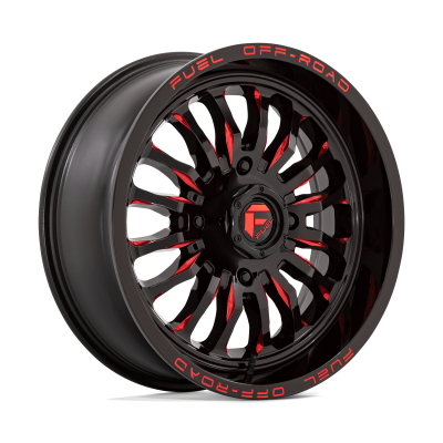 Fuel UTV - Fuel Off Road D822 ARC UTV 18x7 4x137 13mm Gloss Black/Milled Red D8221870A644