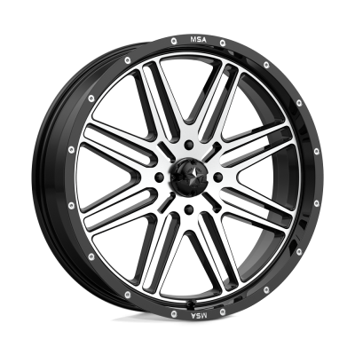 MSA Offroad Wheels - MSA Wheels M38 BRUTE 22x7 4x137 10mm Gloss Black/Machined M38-022737