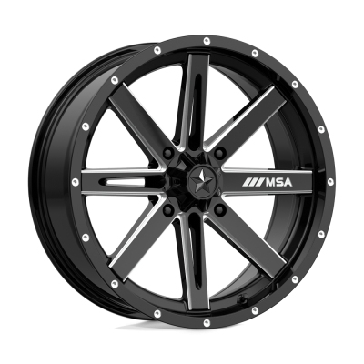 MSA Offroad Wheels - MSA Wheels M41 BOXER 18x7 4x156 10mm Gloss Black/Milled M41-018756