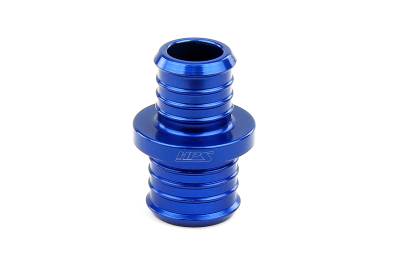HPS Performance - HPS AHUR-050-062-BLUE Billet Multi-Ribbed Aluminum Hose Union 5/8" To 1/2" Blue