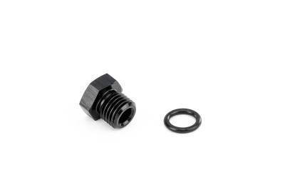 HPS Performance - HPS AN814-3 Hex Head Straight Thread Plug -3AN Port Thread w/O-Ring Black