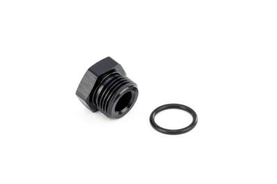HPS Performance - HPS AN814-8 Hex Head Straight Thread Plug -8AN Port Thread w/O-Ring Black
