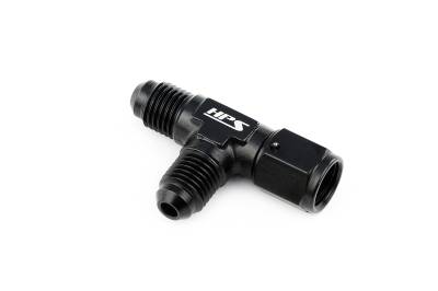 HPS Performance - HPS AN9261-4 -4AN Male AN Female On Run Tee Fitting Adapter Aluminum Black