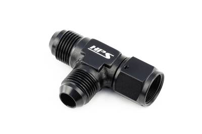 HPS Performance - HPS AN9261-10 -10AN Male AN Female On Run Tee Fitting Adapter Aluminum Black
