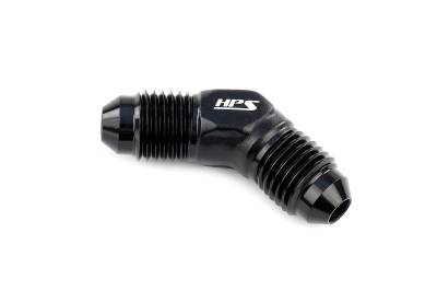 HPS Performance - HPS AN813-4 -4AN Male To Male Union Adapter Aluminum Black 45-DEGree
