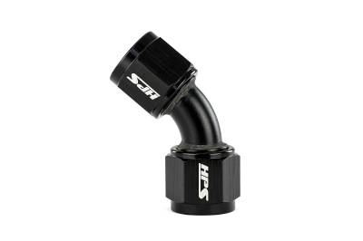 HPS Performance - HPS AN9451-04 -4AN Female To Female Swivel Coupling Adapter Black 45-DEGree