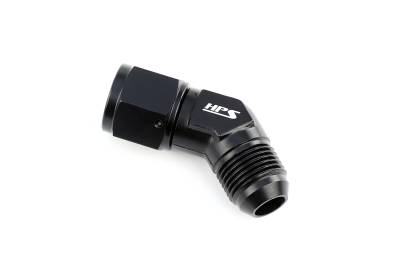 HPS Performance - HPS AN9241-4 -4AN Male To Female Swivel Adapter Aluminum Black 45-DEGree
