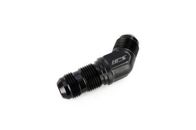 HPS Performance - HPS AN837-10 -10AN Male To Male Bulkhead Adapter Aluminum Black 45-DEGree