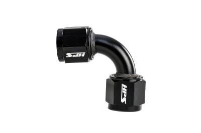 HPS Performance - HPS AN9901-04 Black AN -4 Female To Female Swivel Coupling Adapter 90-DEGree