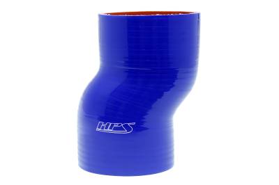HPS Performance - HPS HTSOC-350-L6-BLUE 3.5" 89mm ID Silicone Offset Coupler Hose 4-Ply Blue 6"