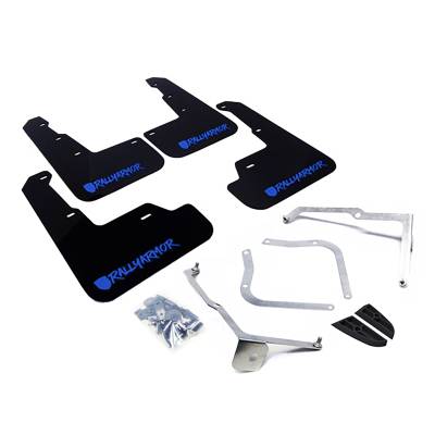 Rally Armor - Rally Armor MF32-UR-BLK/BL-X Black Mud Flap Altered Font Blue Logo