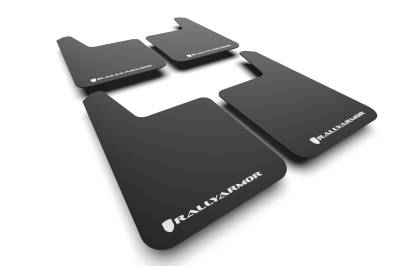 Rally Armor - Rally Armor MF20-BAS-WH Black Mud Flap White Logo