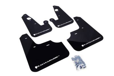 Rally Armor - Rally Armor MF8-UR-BLK/WH Black Mud Flap White Logo