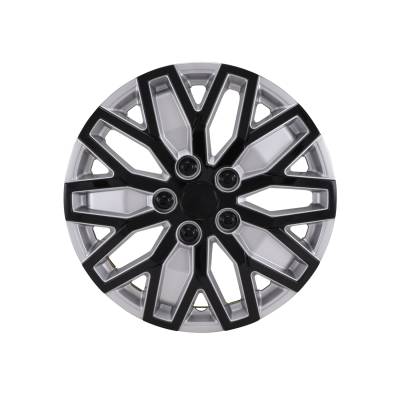 Coast To Coast - Coast To Coast 105115SB 15" 10 U-Spoke Black/Silver Wheel Cover 4pc Universal