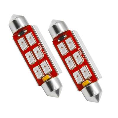 Oracle Lighting - Oracle 5207-003 44mm 6 LED 3-Chip Festoon Bulbs Red Pair
