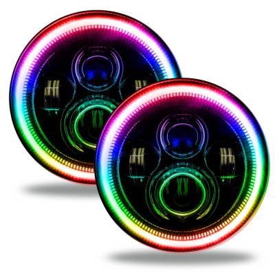 Oracle Lighting - Oracle 5769-330 7" High Powered LED Headlights Black Bezel ColorSHIFT