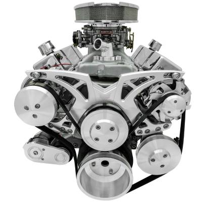 March Performance - March Perf. 21150 Clear Powder Coat Style Track Serpentine Kit AC/PS/ALT