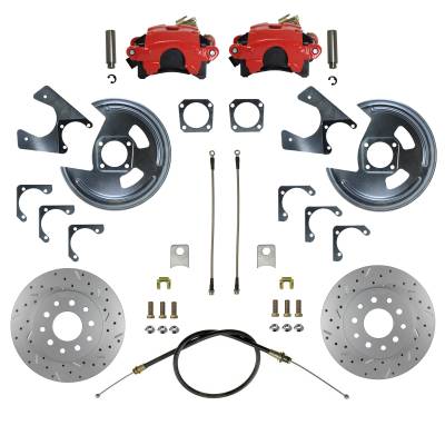 Leed Brakes - Leed Brakes RRC1002X Rear Disc Brake Kit w/Drilled Rotors & Red Calipers