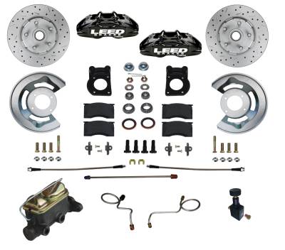 Leed Brakes - Leed Brakes BFC0008-405X Manual Front Kit w/Drilled Rotors & Black Calipers