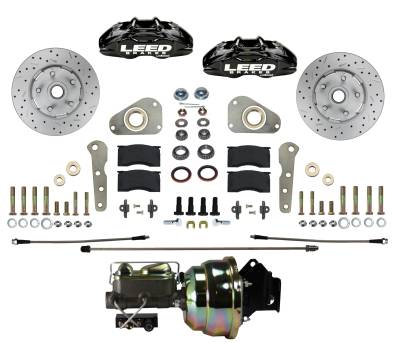 Leed Brakes - Leed Brakes BFC0026-8307X Power Front Kit w/Drilled Rotors & Black Calipers