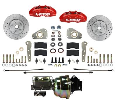Leed Brakes - Leed Brakes RFC0026-8307X Power Front Kit w/Drilled Rotors & Red Calipers