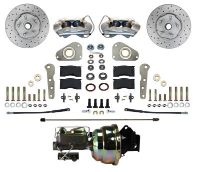 Leed Brakes - Leed Brakes FC0025-8307X Power Front Kit w/Drilled Rotors & Zinc Plated Calipers