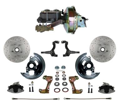 Leed Brakes - Leed Brakes FC1002-E1A1X Power Front Kit w/Drilled Rotors & Zinc Plated Calipers