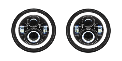 Quake LED - Quake LED QTE959 7" Headlights w/DRL Halo/Turn Signals for Jeep Wrangler JK/CJ