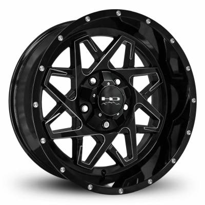 HD Wheels - HD Wheels CA201056-25GB-M Caliber 20x10 5x5.5 5x5.0 -25mm Gloss Black/Milled